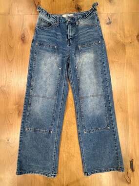 LOVE CULT Denim Vintage Indigo Carpenter Jeans With Double Knee Panels